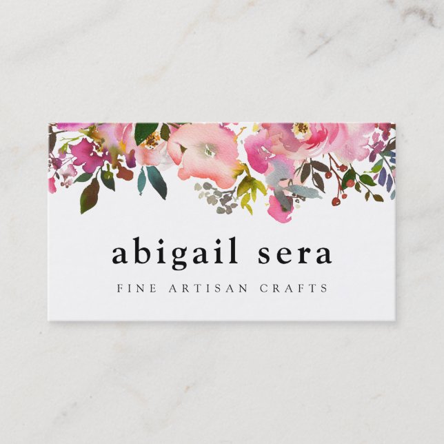 Rose floral de cartes de visite d'aquarelle (Devant)