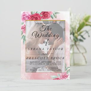 Rose Floral Elegant Vellum Faire-part de mariage