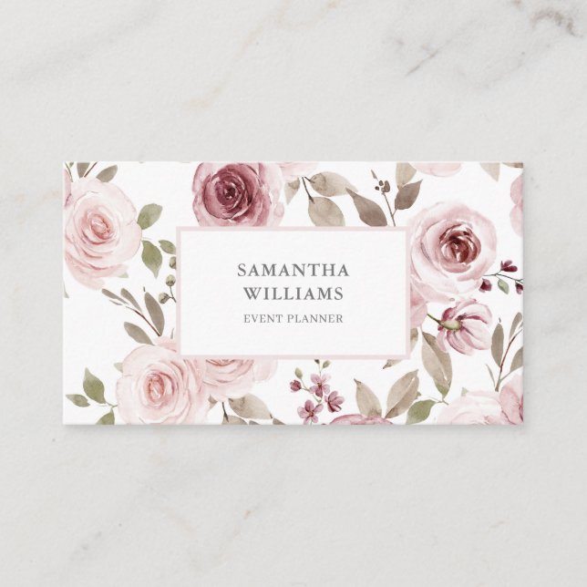 Rose Floral Event Planner Carte de visite (Devant)