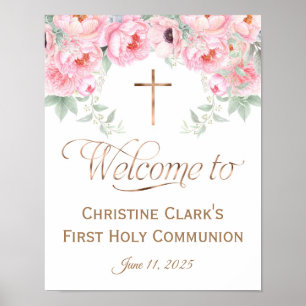 Rose, Floral, Fille, Affiche de bienvenue Communio