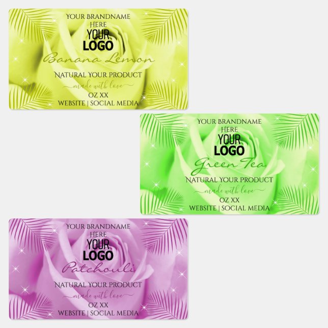 Rose floral jaune vert violet Logo du Étiquette de (Groupe)