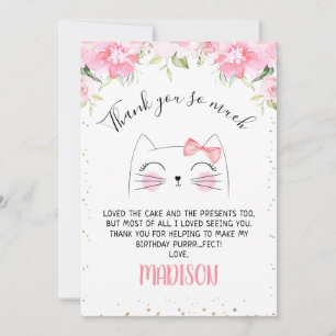 Rose Floral Kitten Visage Anniversaire Carte de re