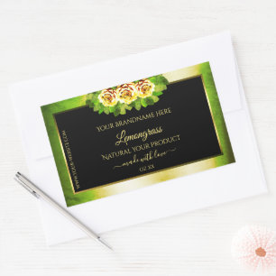 Rose Floral Marbre vert Noir Étiquette de produit