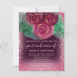 Rose Floral QR Code Bourgogne Gold Marsala