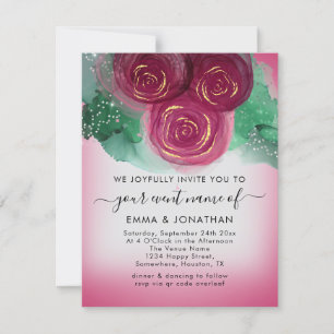Rose Floral QR Code Bourgogne gris rose
