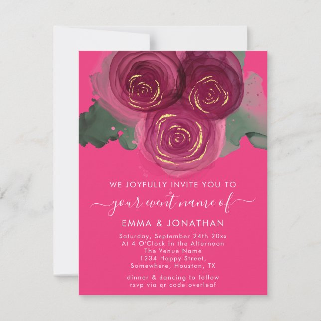 Rose Floral QR Code Bourgogne Marsala Candy (Devant)