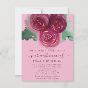 Rose Floral QR Code Bourgogne Marsala rose