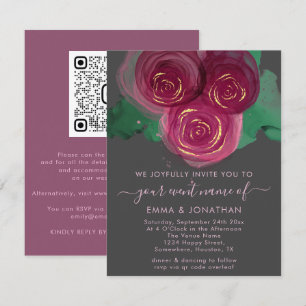 Rose Floral QR Code Graphite Bourgogne Marsala