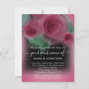 Rose Floral QR Code Marsala Beet Black