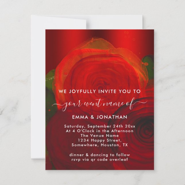 Rose Floral QR Code Vin rouge Élégant (Devant)