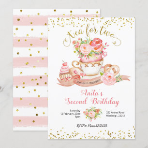Rose Floral Tea pour deux Anniversaire Invitation