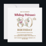 Rose Floral W 80th Birthday Party Invitation<br><div class="desc">Organisez la parfaite célébration du 80e anniversaire avec cet élégant monogramme rose floral W design présenté à l’envers pour les noms des filles d’anniversaire en commençant par la lettre W. Des chiffres floraux élégants sont utilisés dans l’invitation à accentuer l’âge de fête.</div>