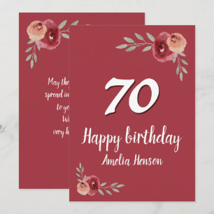 Rose Florale Aquarelle Rouge 70e Anniversaire