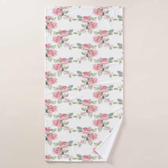 Rose Florale Rose Chic Usé (Serviette de bain)