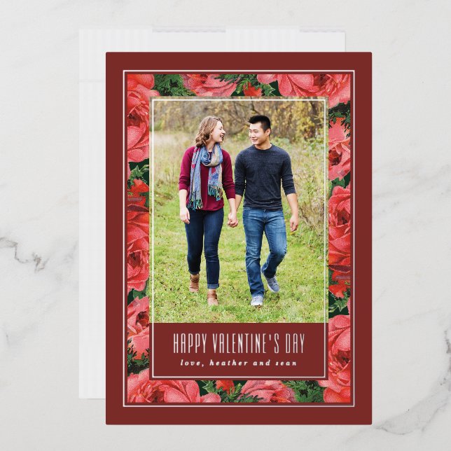Rose Foil Frame Valentine's Day Carte photo - Maro (Enveloppe)