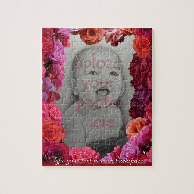 Rose Frame Puzzle Personalized Photo Puzzle (Vertical)