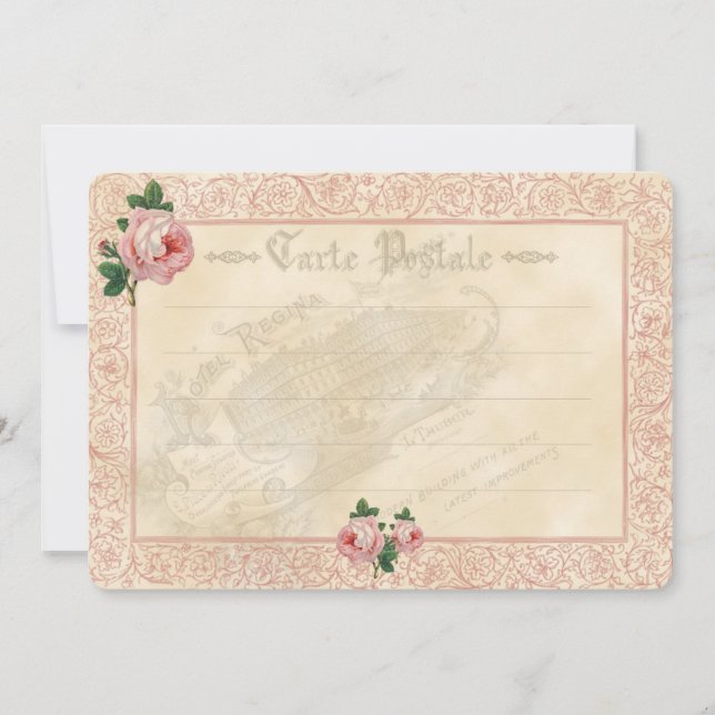 Rose français - Carte d'invitation (Devant)