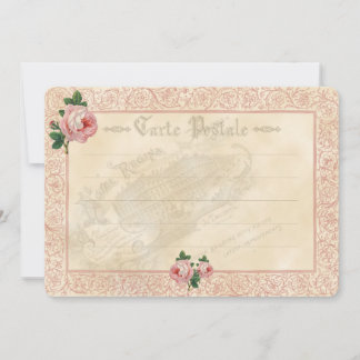 Rose français - Carte d'invitation