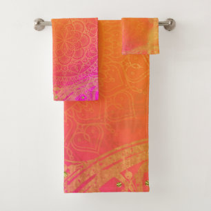 Rose Fuchsia Orange & Or Mandala Glamour