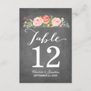 Rose Garden Carte de Numéro de Table
