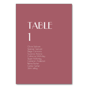 Rose Garden Dark Rose Mariage Numéro de table Invi
