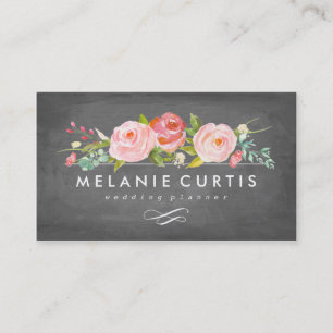 Rose Garden Floral Chalkboard Carte de visite