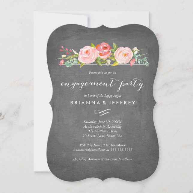 Rose Garden Floral Engagement Party Invitation (Devant)