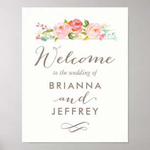 Rose Garden Floral Mariage Affiche de bienvenue