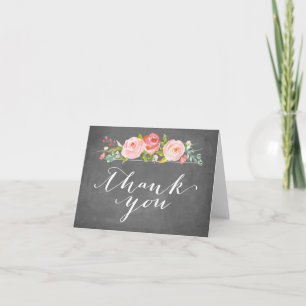 Rose Garden Floral Merci Carte Chalkboard