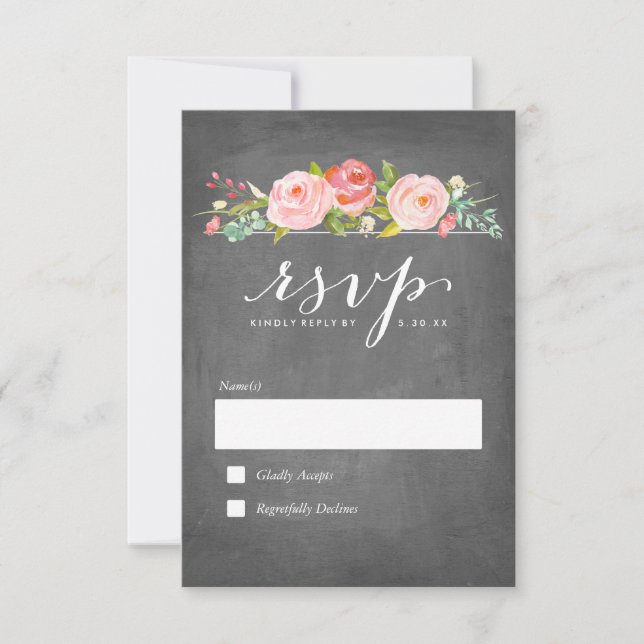 Rose Garden Floral Wedding RSVP (Devant)