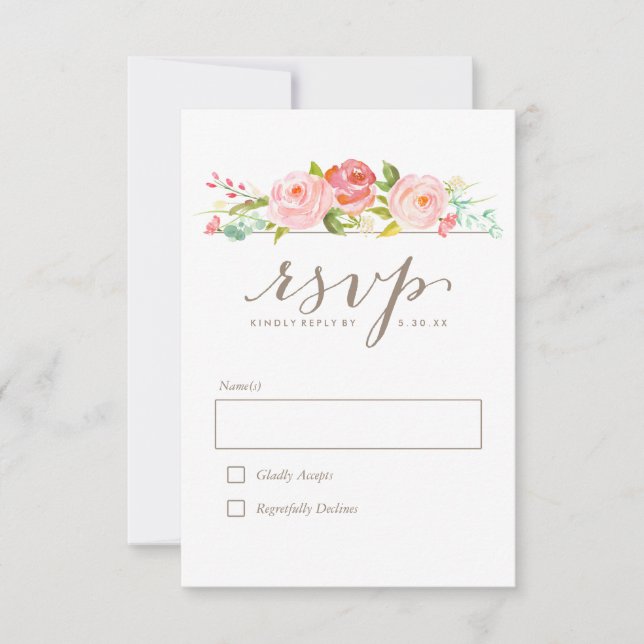 Rose Garden Floral Wedding RSVP (Devant)