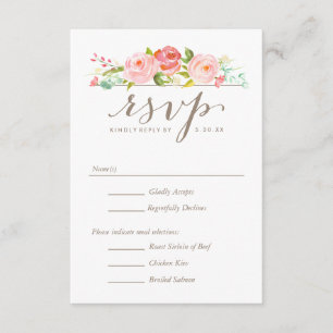 Rose Garden Floral Wedding RSVP avec options de me