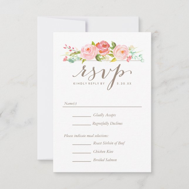 Rose Garden Floral Wedding RSVP avec options de me (Devant)
