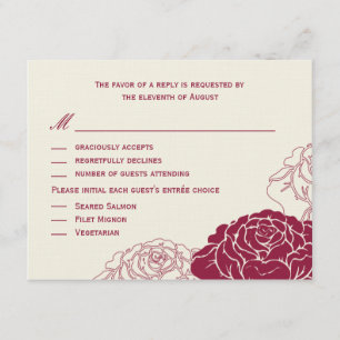Rose Garden Wedding Carte RSVP - Rouge Riche