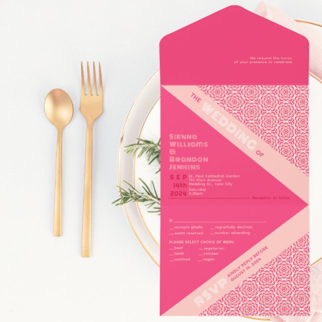 Rose géométrique rouge tout en un Faire-part de ma (Créateur téléchargé)