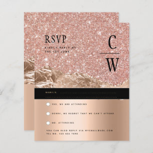 Rose glamour Gold Noir Mariage RSVP