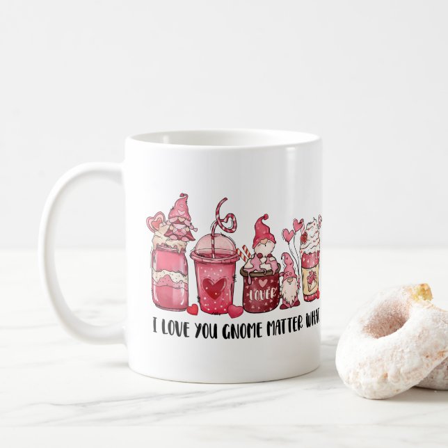 ROSE GNOMES COUPES DE CAFÉ VALENTINE'S DAY MUG (Avec donut)