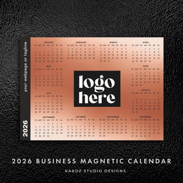 Rose Gold 2026 Business Logo Calendrier magnétique (Créateur téléchargé)