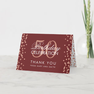 Rose Gold 50 Anniversaire Merci Confetti Bourgogne