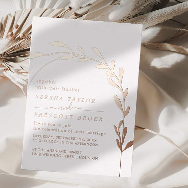 Rose Gold Arch Mariage Real Foil Invitation (Créateur téléchargé)