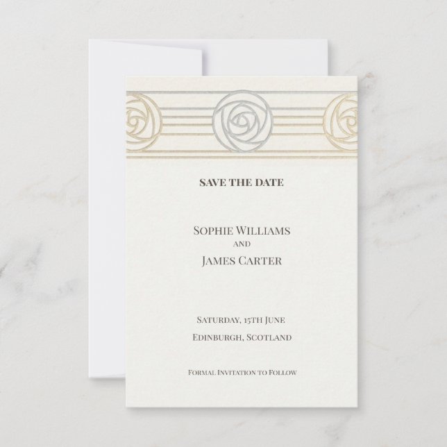 Rose Gold Art Déco Faire-Part de Mariage (Devant)