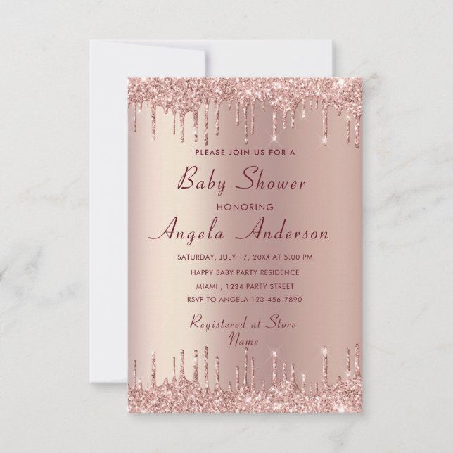 Rose Gold Baby Boy Shower Invitation Exemple (Devant)