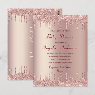 Rose Gold Baby Girl Douche Invitation Modèle