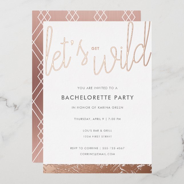 Rose Gold Bachelorette Rose Gold Foil Invitation (Recto/Verso)