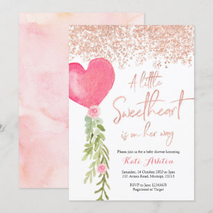 Rose Gold Balloon Valentine Baby shower Invitation