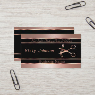 Rose Gold Beauty Salon Design Carte de visite