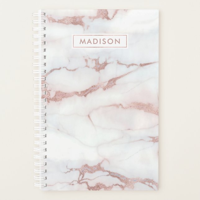 Rose Gold Blanc Marbre Personnalisé Nom Sur Mesure (Devant)