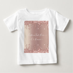 Rose Gold Blush Drift Nom du texte Baby T-Shirt Ca