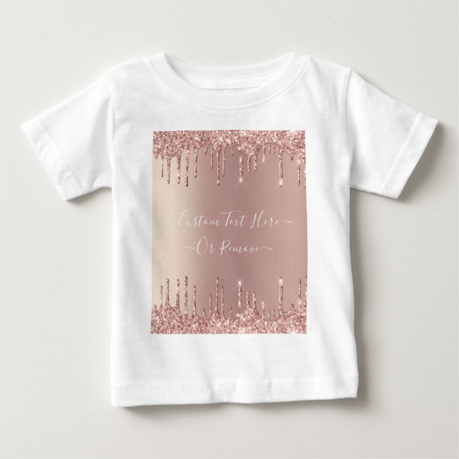 Rose Gold Blush Drift Nom du texte Baby T-Shirt Ca (Devant)