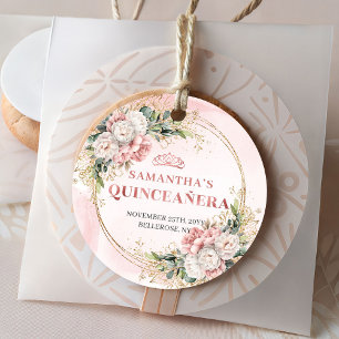 Rose Gold Blush Floral Greenery Étiquette pour Swe
